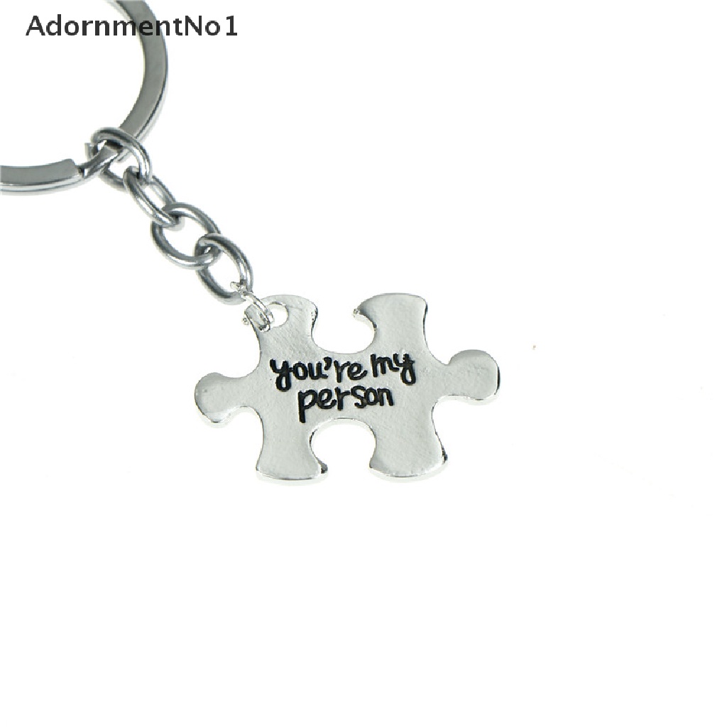 (AdornmentNo1) 2pcs Gantungan Kunci Desain puzzle Tulisan you are my person