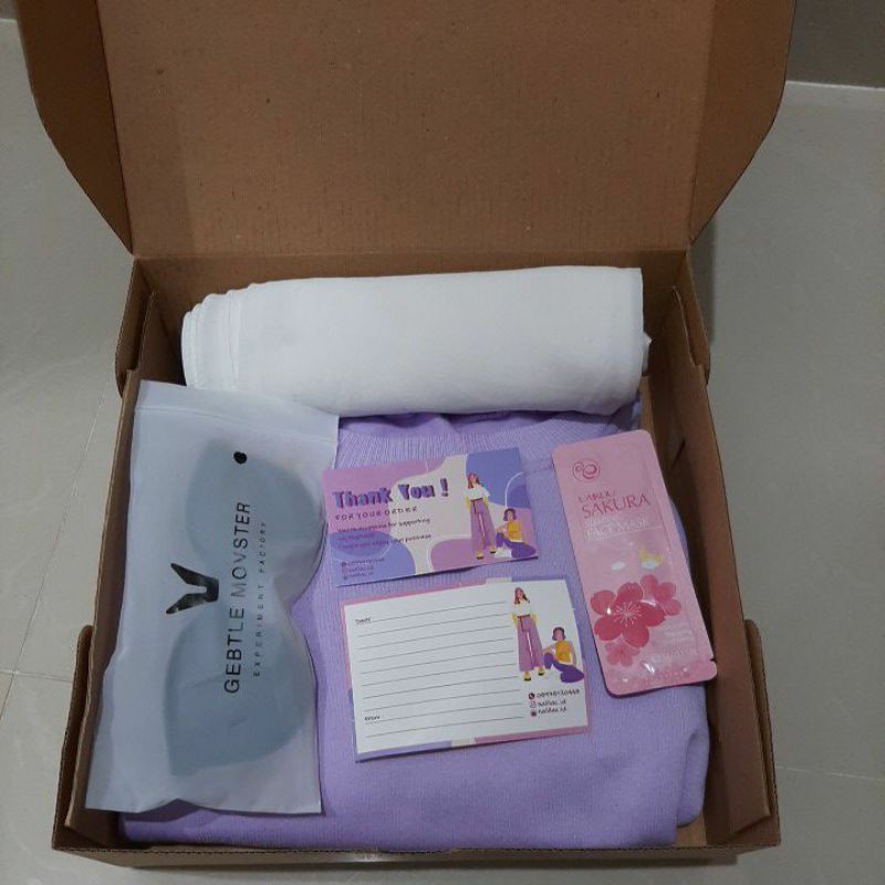 OOTD Lilac Sweater Oversize Crop Special Gift Box Kado Wanita Hampers ONE SET-Non Tas
