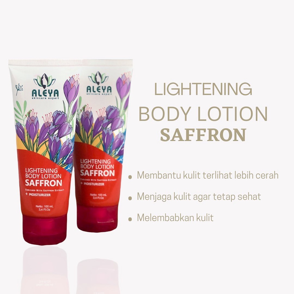 LIGHTENING BODY LOTION SAFFRON ALEYA | Whitening Aleya Safron | Pemutih kulit BPOM NA 18210105561