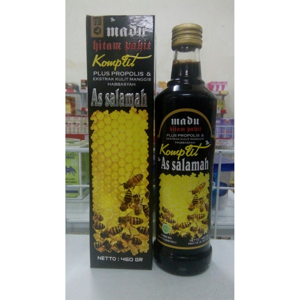 Madu Hitam Pahit Komplit As Salamah Plus Habbatusauda 460gr  Madu Hitam Pahit Komplit Assalamah Plus Propolis