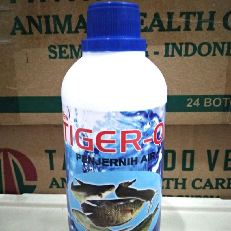 Tiger O2 500ml - Larutan Penjernih air kolam ikan Lele Gurame Nila Koi Udang dll Membunuh Bakteri