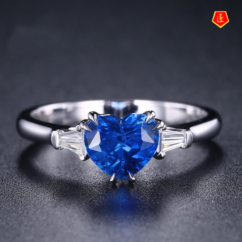 [Ready Stock]Classic Sapphire Heart-Shaped Ring