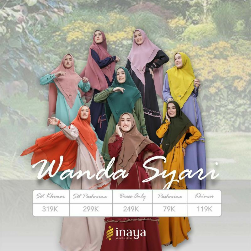 (READY)GAMIS WANDA SYARI BY INAYA ORIGINAL/GAMIS BRANDED/GAMIS SET HIJAB INAYA/GAMIS MURAH TERBARU