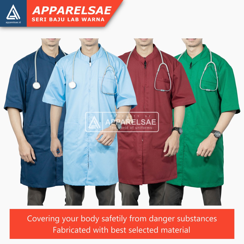 JAS LAB /JAS LABORATORIUM KATUN LEMBUT & TEBAL BAJU DOKTER LENGAN PENDEK WARNA