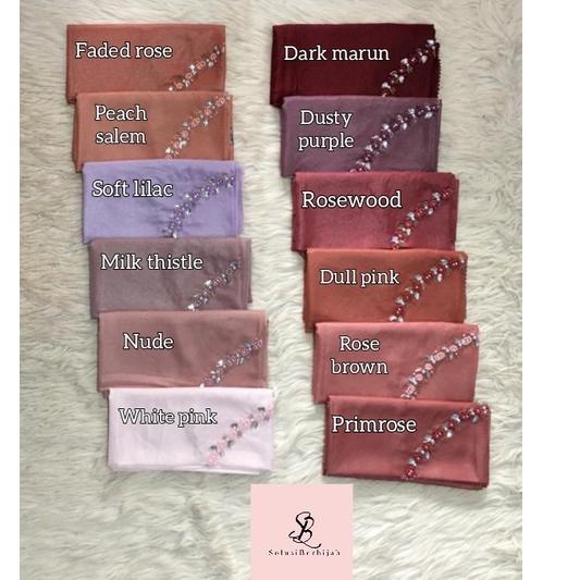 ▲ 1-LUXURY PAYET Laser Cut Ori UMAMA Hijab Segiempat LC Square Payet Mutiara Cotton Lurex Pesta Prem