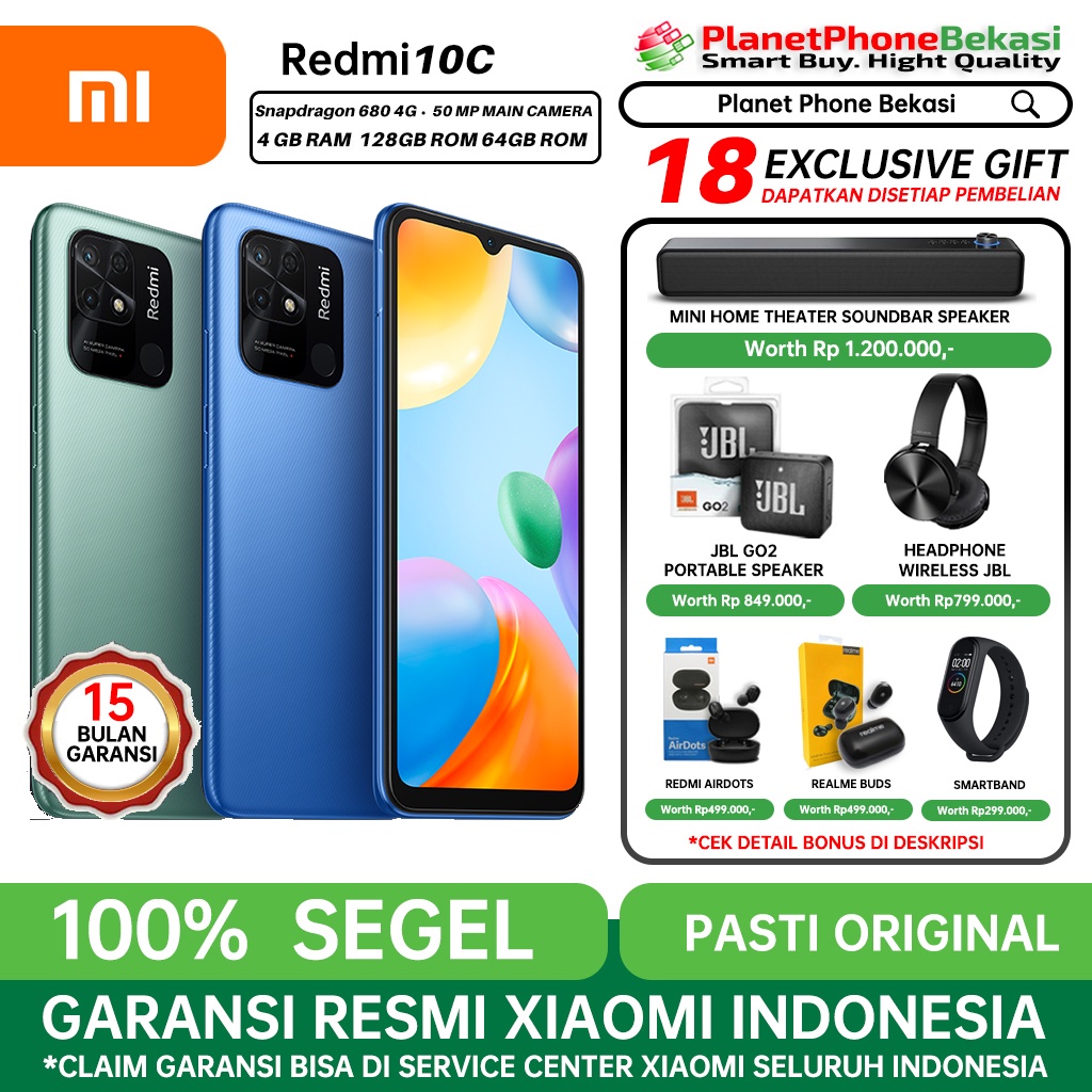 XIAOMI REDMI 10C & REDMI 9C 4/128 4/64 3/32 GB RAM 4GB 3GB ROM 128GB 64GB 32GB GARANSI RESMI TAM