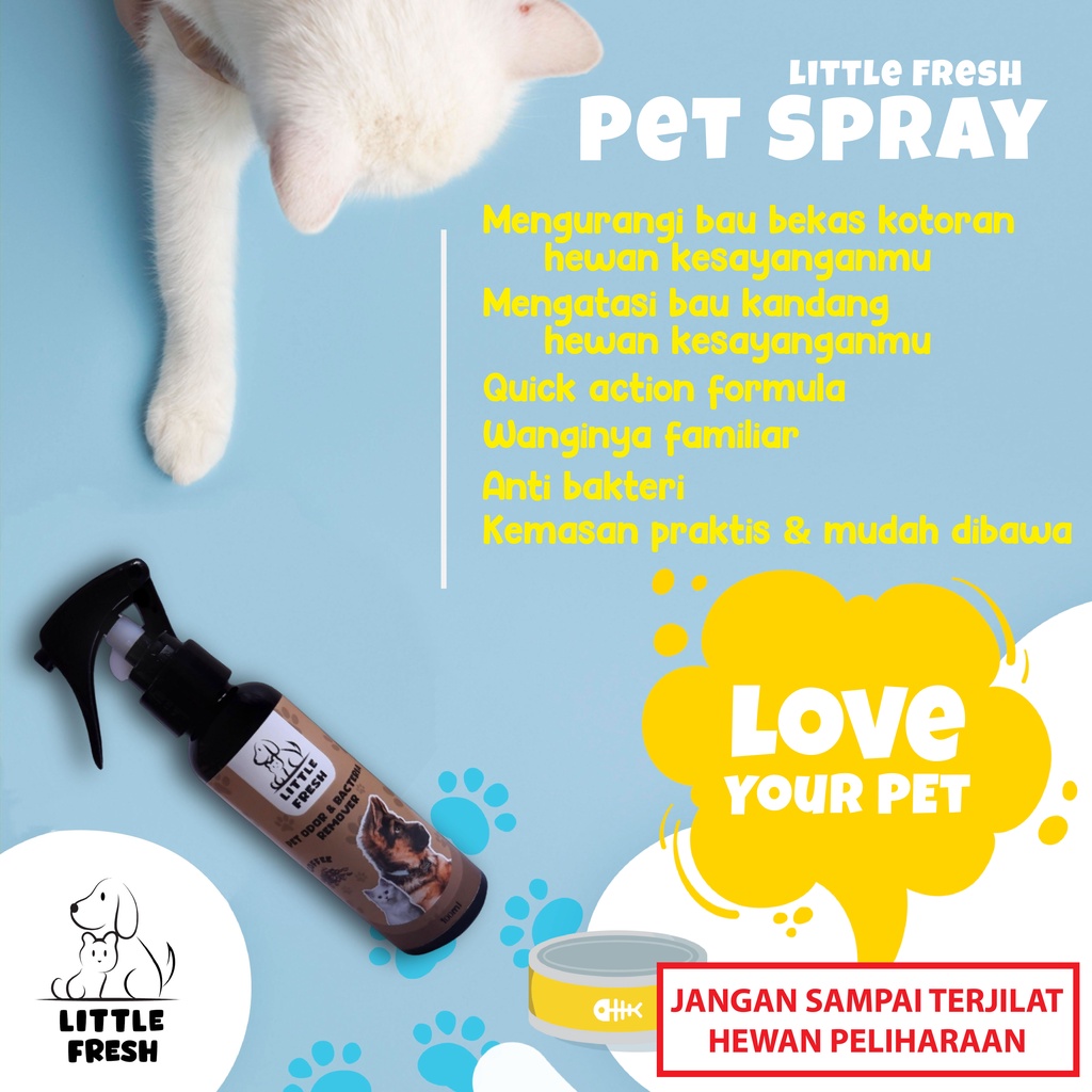 Little Fresh Pet Spray Pengharum Kucing Penghilang Bau Kotoran Kencing Urin Pup Kucing Pasir Kandang Kucing Anjing Hamster Litter Box Alat Hewan 100 ml Pengharum Pasir Kucing