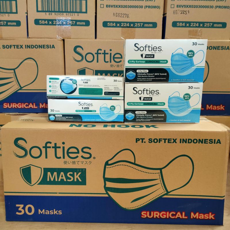 Masker Softies Surgical Mask Isi 30 Pcs - 1 Carton