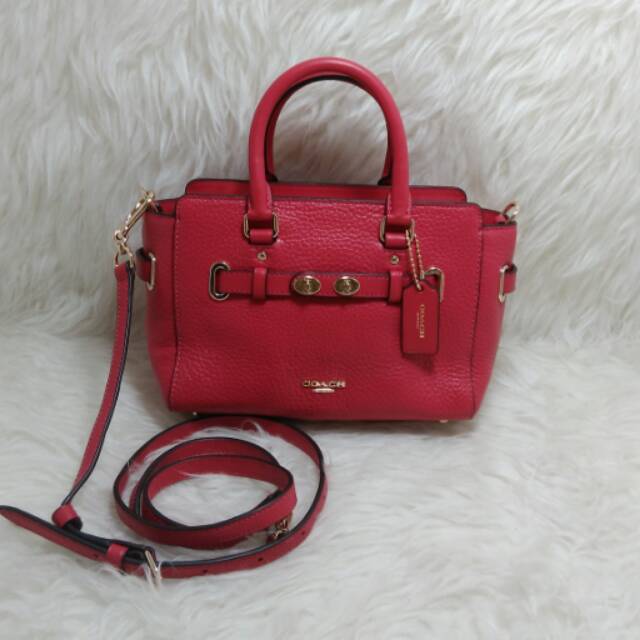 TAS COACH LEATHER MINI BLAKE BRIGHT PINK F37635 AUTHENTIC 100%