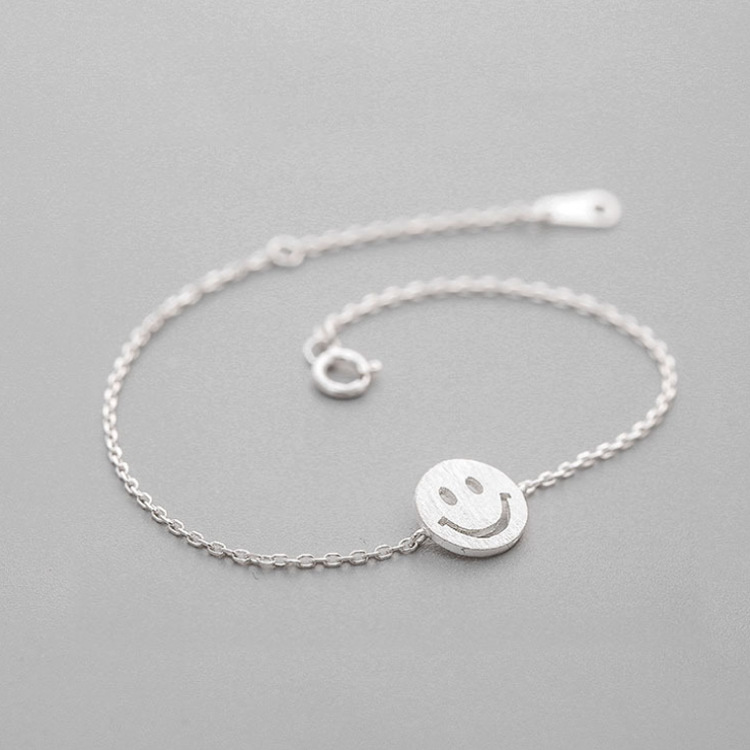 Gelang Kaki Perak Silver Anklets Fashion Jewelry Chain Smile Face Anklet for Women Girls Friend Foot Barefoot Leg Jewelry