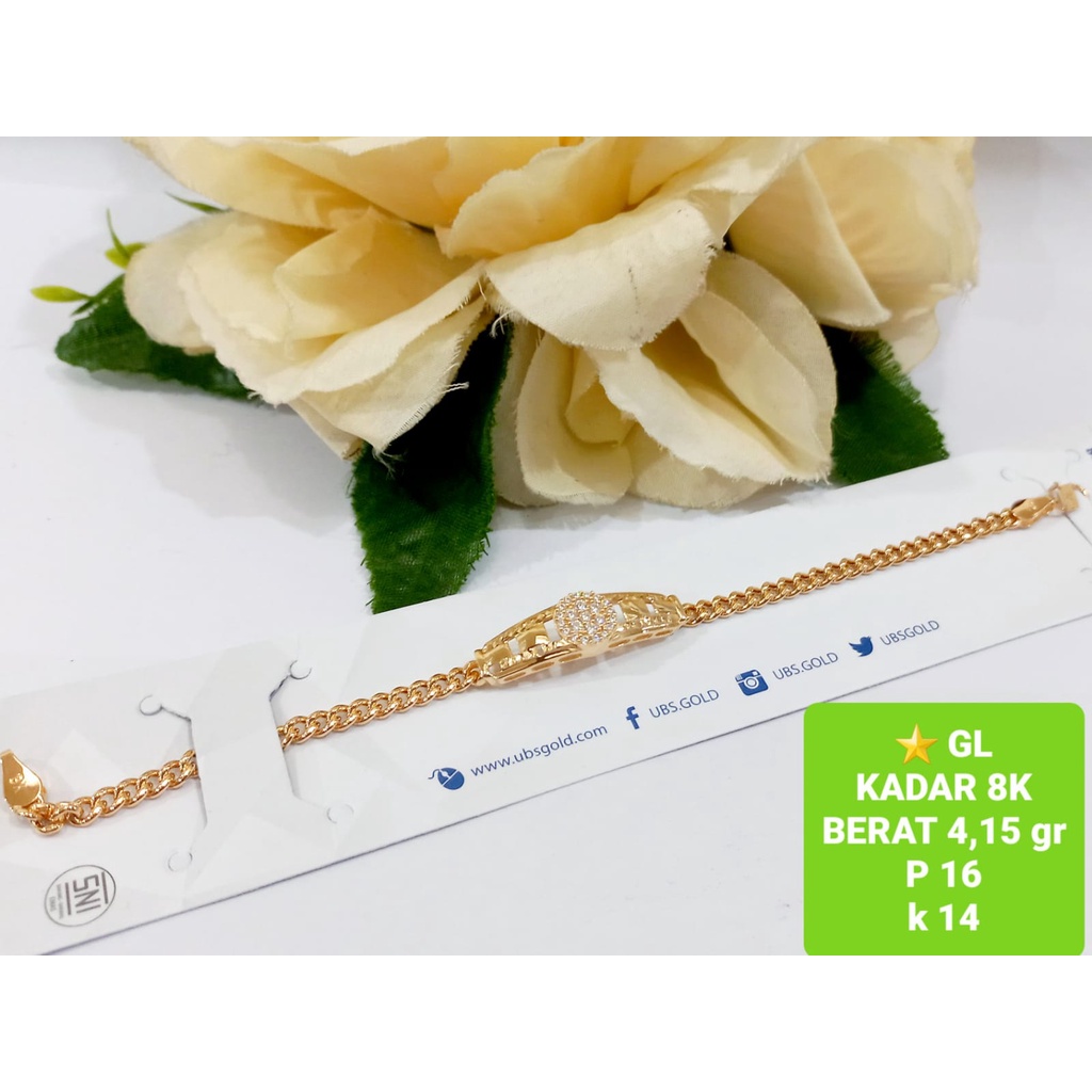 Gelang rantai ubs gold emas asli kasandra kadar 375/8karatn fashion wanita dewasa ringan terlihat be