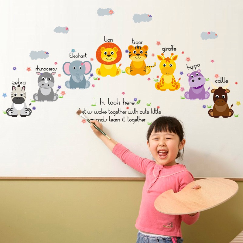 RELIZA WALL STICKER KIDS ANIMAL STUDY ANAK BELAJAR HEWAN STIKER DINDING SK7053