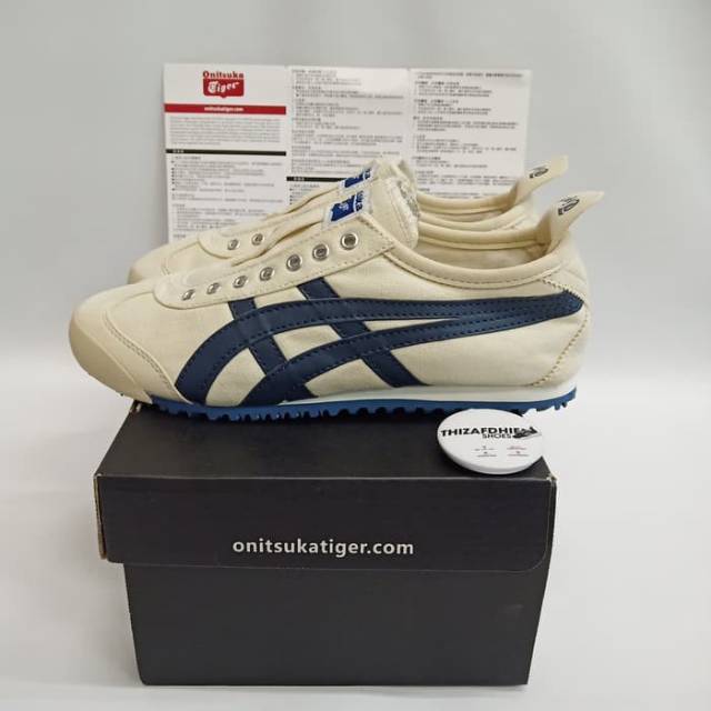  SEPATU  ASICS ONITSUKA  TIGER MEXICO 66 SLIP  ON CREAM NAVY 