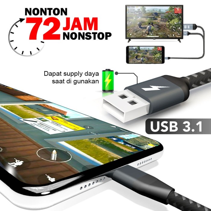 Kabel HDMI to Type C Smartphone with USB Power PX MHA 200C