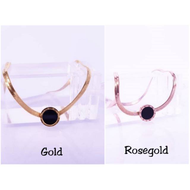 KALUNG LIONTIN BULAT HITAM ANGKA  ROMAWI TITANIUM