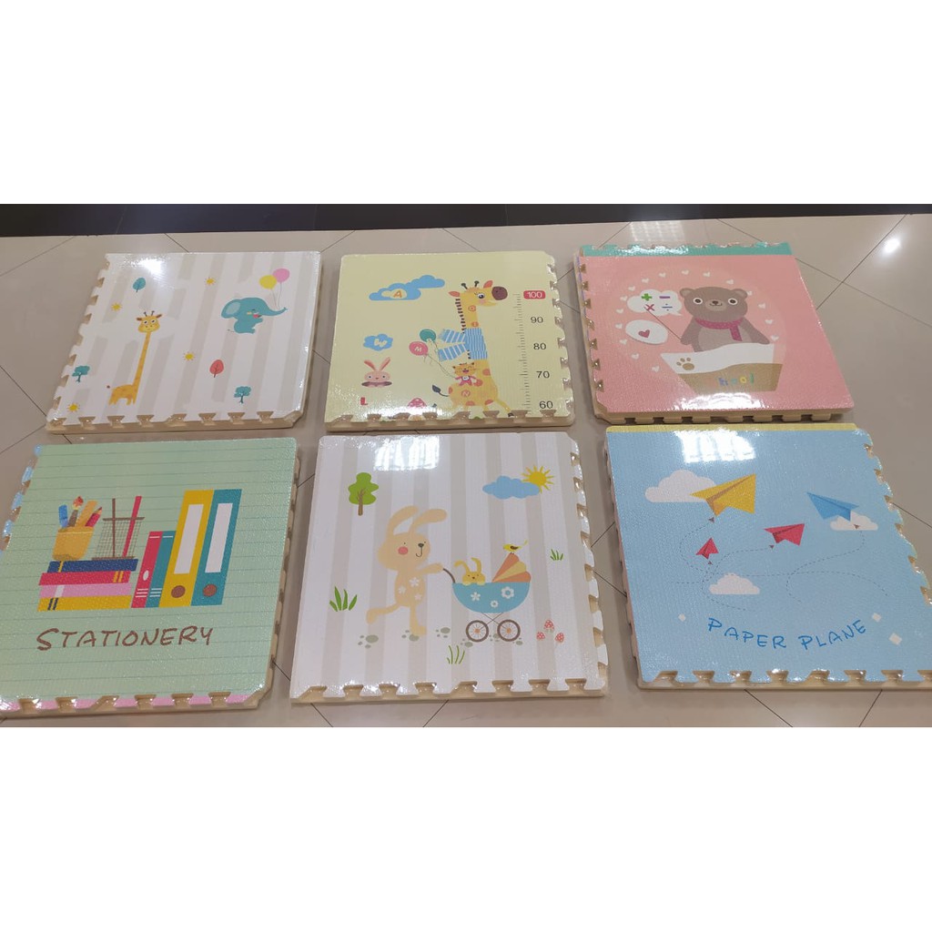 PLAY MAT Eva Puzzle Printing 1 set 4pcs ukuran 60x60cm alas bermain bayi bentuk puzle 60 alas main karpet foam puzle 120x120cm matras lantai