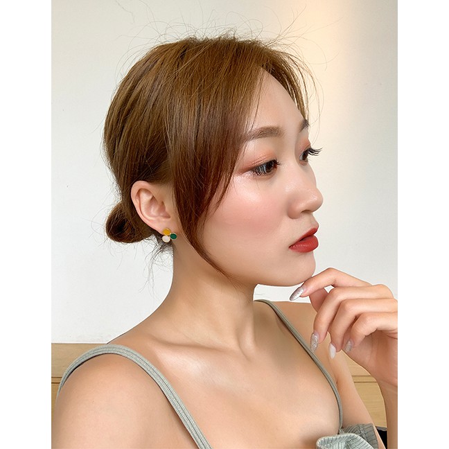 LRC Anting Tusuk Fashion Color 925 Silver Needle Tri-color Earrings F65076