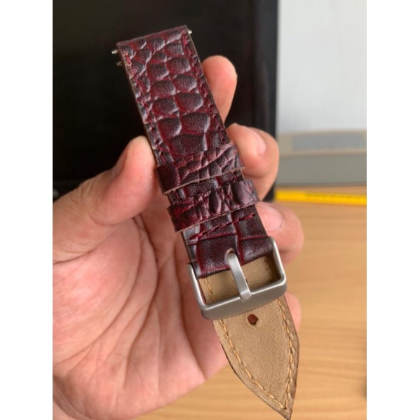 Strap Tali Jam Tangan Kulit Asli motif croco 24mm