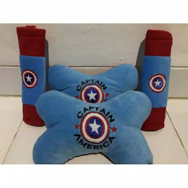 Bantal Mobil / Bantal Leher mobil 2in1 Captain America Aksesoris Mobil