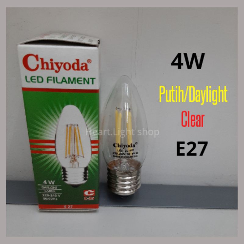 LED FILAMENT 4W putih daylight clear e27 CHIYODA C-35 lampu lombok led 4w putih bening lampu cabe 4w
