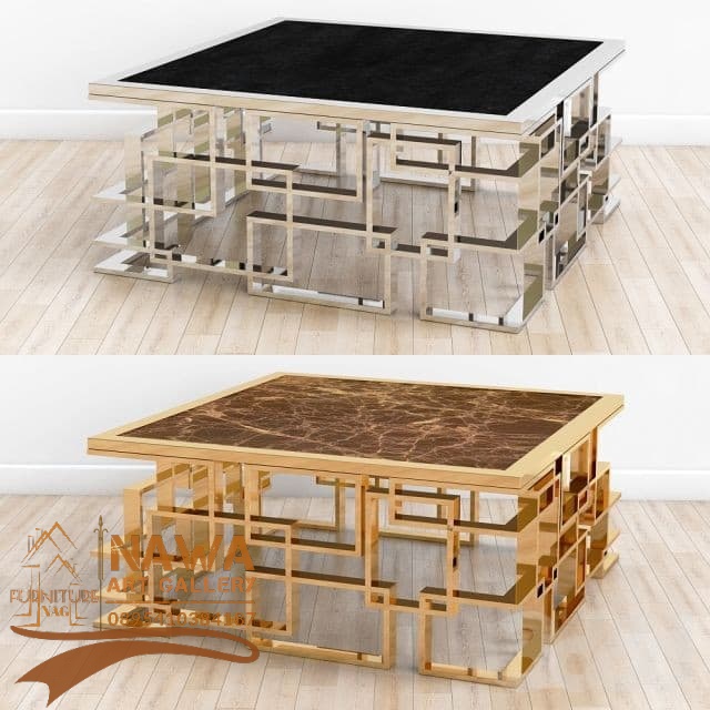 MEJA TAMU STAINLESS GOLD TOP MARMER