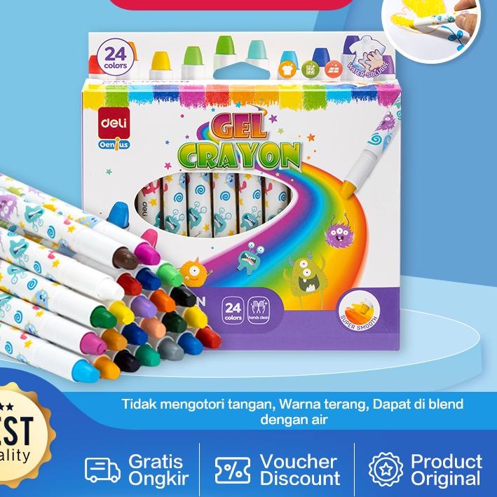 

Barang Bagus ⁂ Deli Gel Crayon / Krayon 12 24 Warna Tidak Mengotori Tangan Bersertifikat Aman EC211^