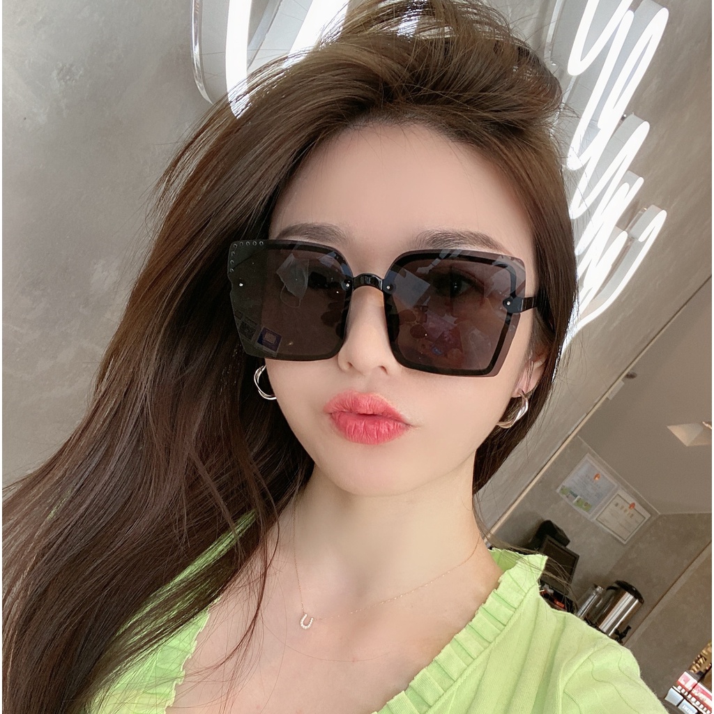 2021 new hollow Korean style large square frame fashion sunglasses