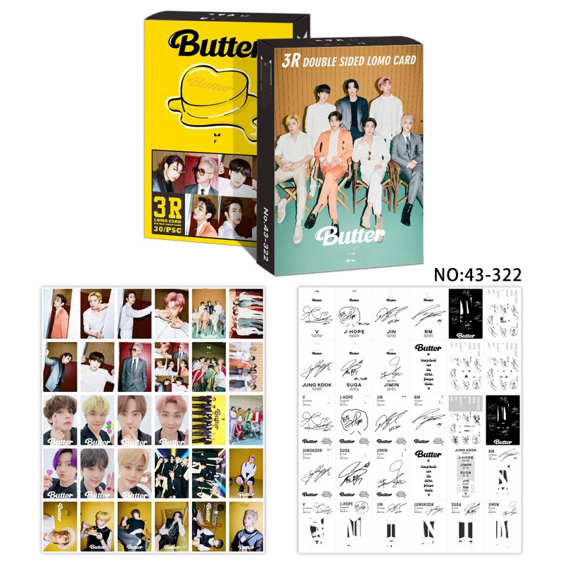 30 Pcs / Box Kartu LOMO Foto Dua Sisi Desain BTS TWICE XI Suga Jimin Jin Ukuran 5 Inci Untuk Koleksi