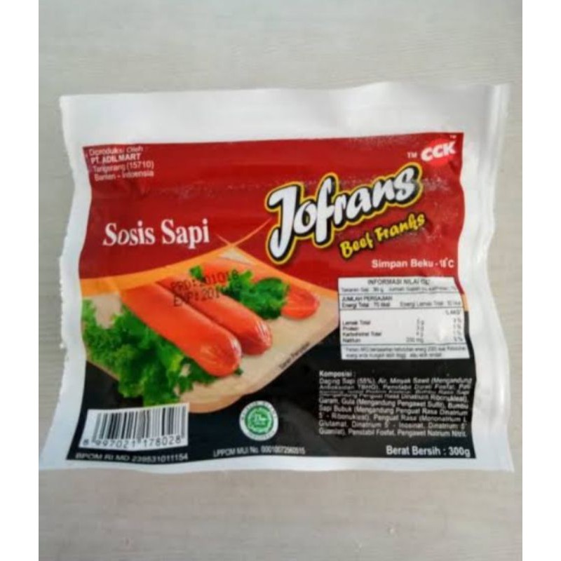 

Jofrans Sosis Sapi 300gr isi 10