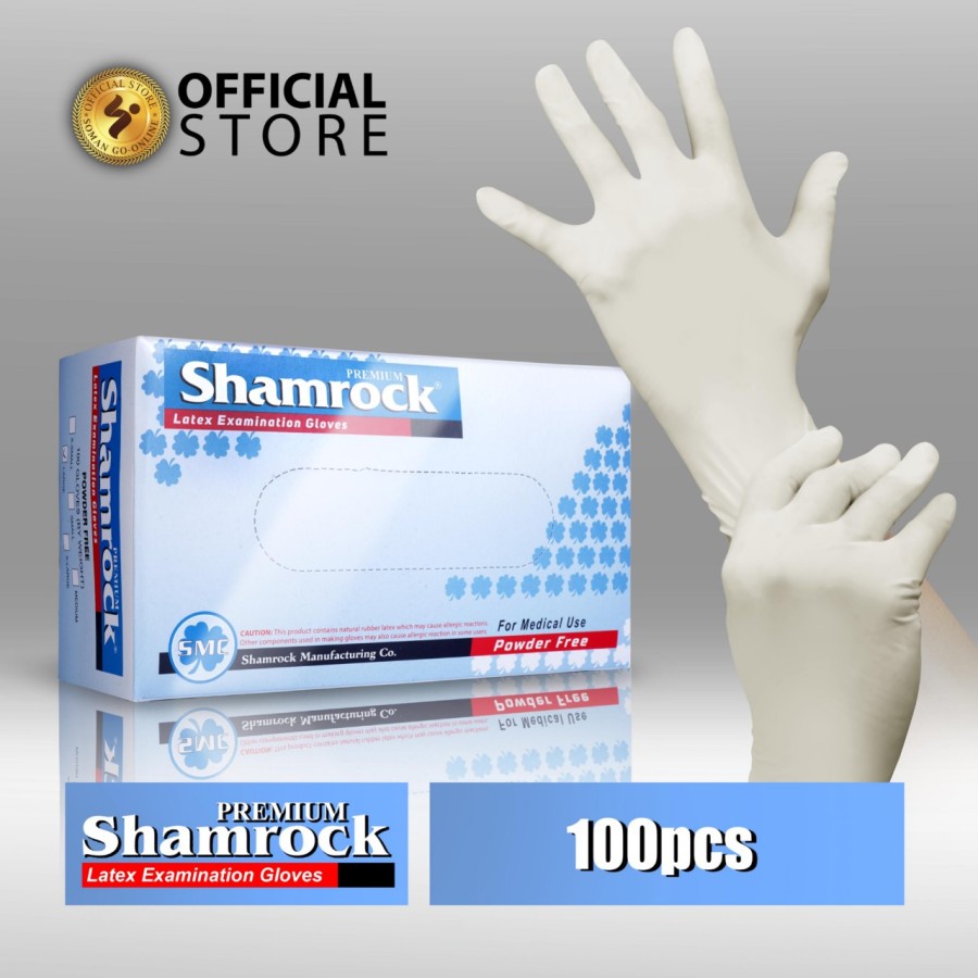 Shamrock Premium Latex Examination Gloves Powder Free