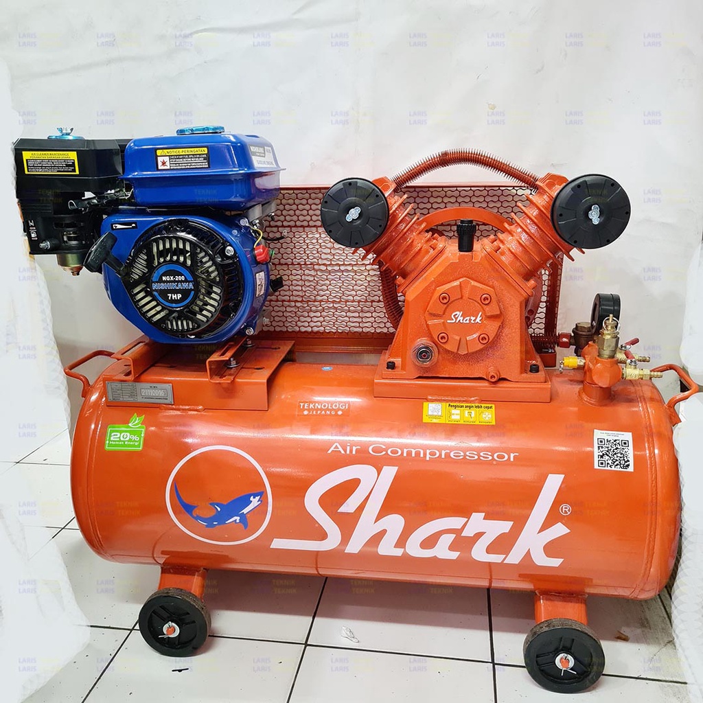 Komplit Mesin Kompresor Bensin 1 HP SHARK X NISHIKAWA 7 HP