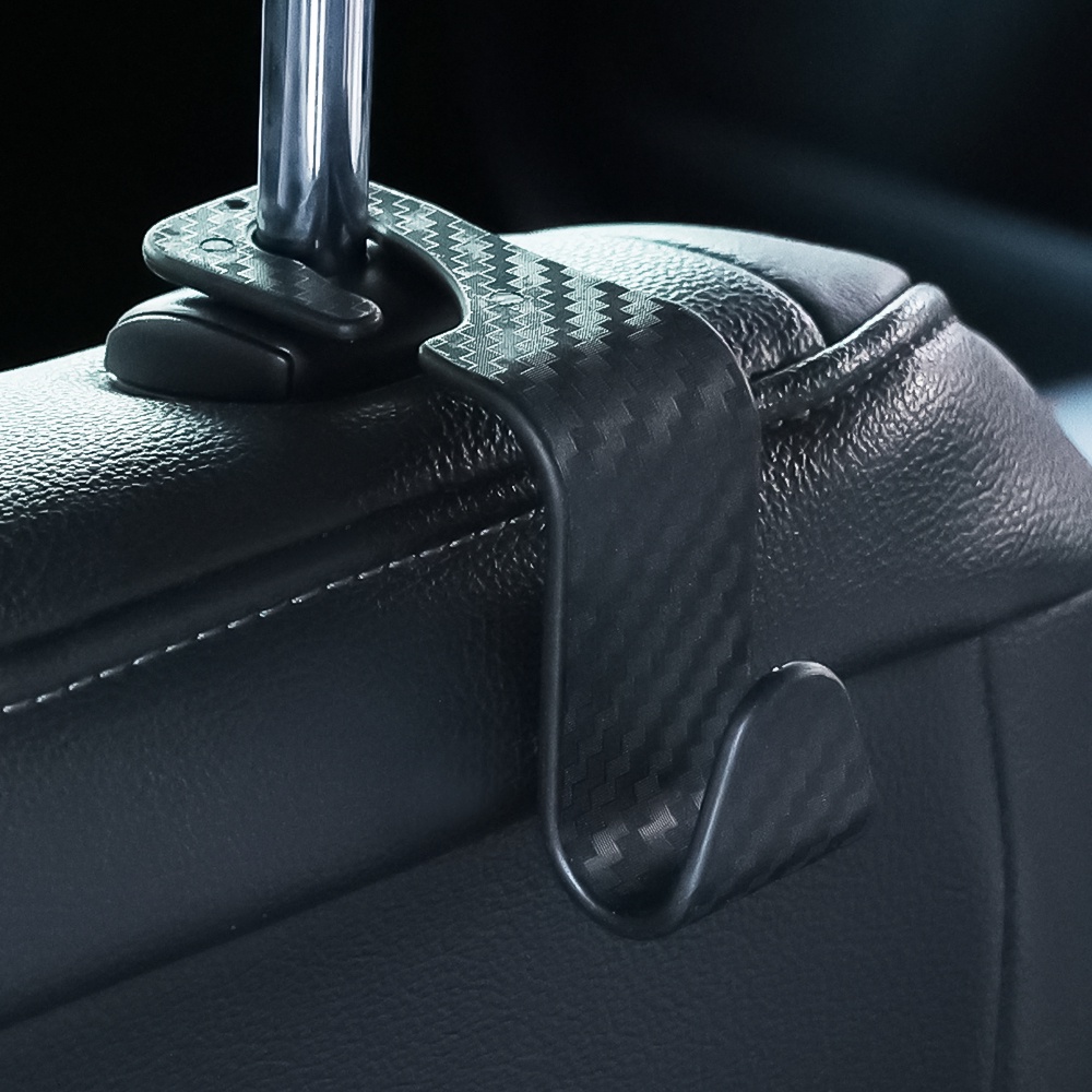 1Pc Auto Interior Accessories Auto Seat Headrest Hook Car Storage Holder for Bag Handbag Universal Portable Carbon Fiber Pattern