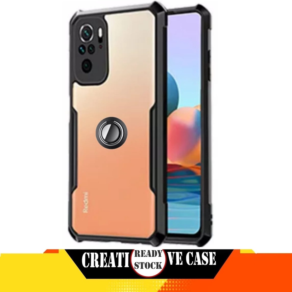 PROMO Case Xiaomi Redmi Note 10S Shocprof Transparen Cincin Ringk - Hitam