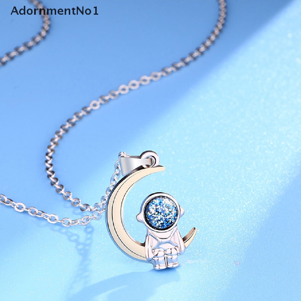 (AdornmentNo1) 1 Pasang Kalung Rantai Liontin Astronot Bahan Titanium Steel Untuk Pasangan / Pria / Wanita