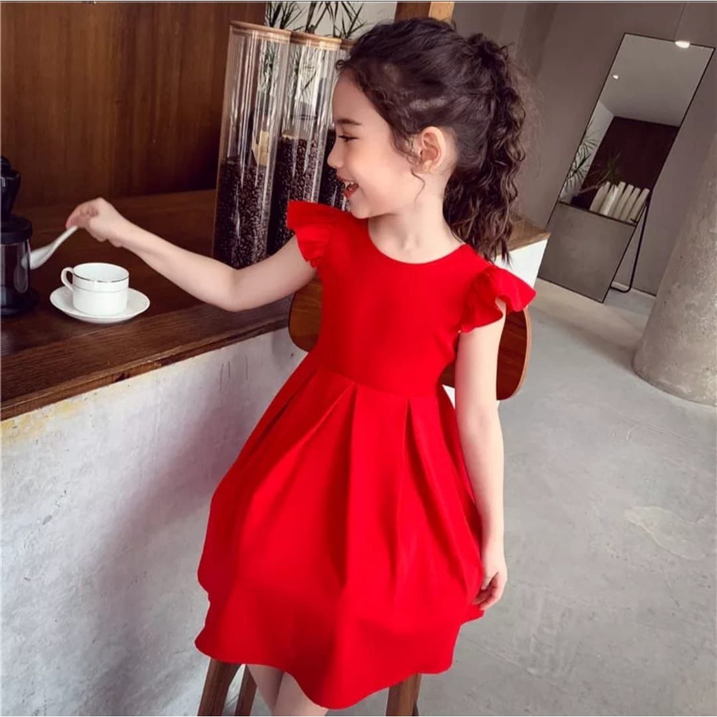 [mandy kid RO] dress anak perempuan ardila crep merah