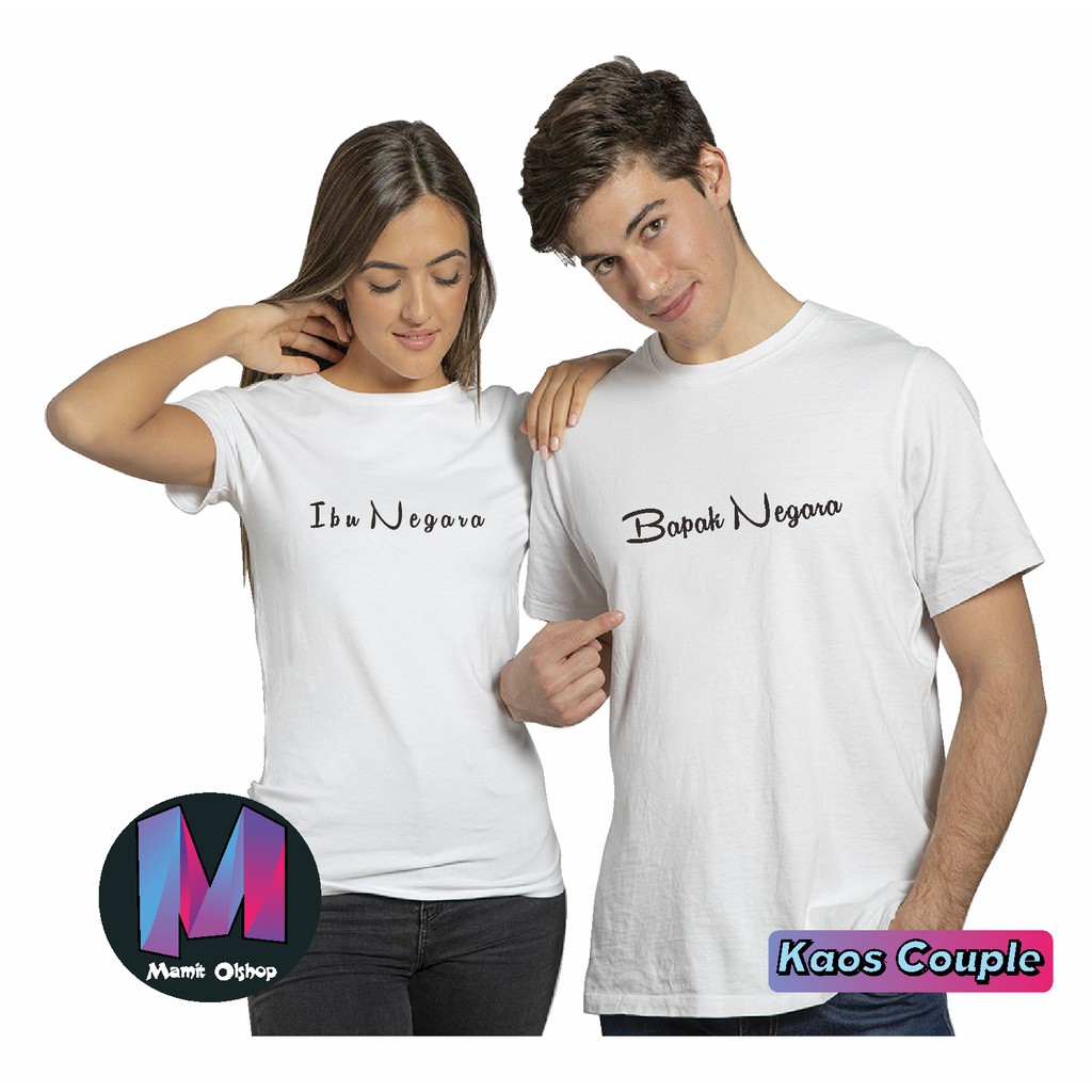 Kaos Couple [BISA COD] Pasangan Romantis Dewasa Putih Bapak Ibu Negara Lengan Panjang Pendek