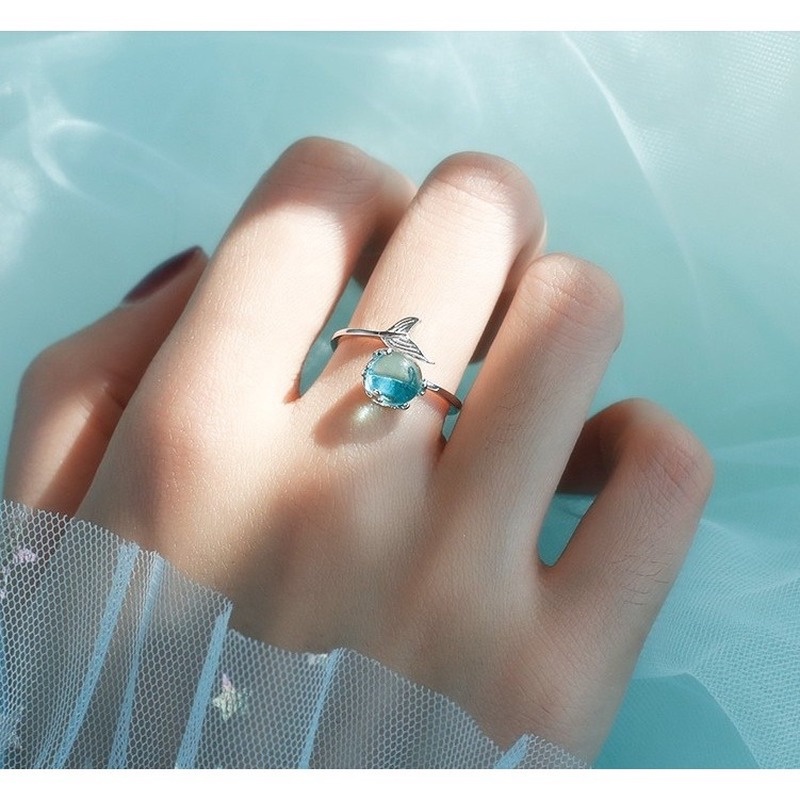 Japanese and Korean style niche design net red open ringMermaidIndex Finger Tail Ring