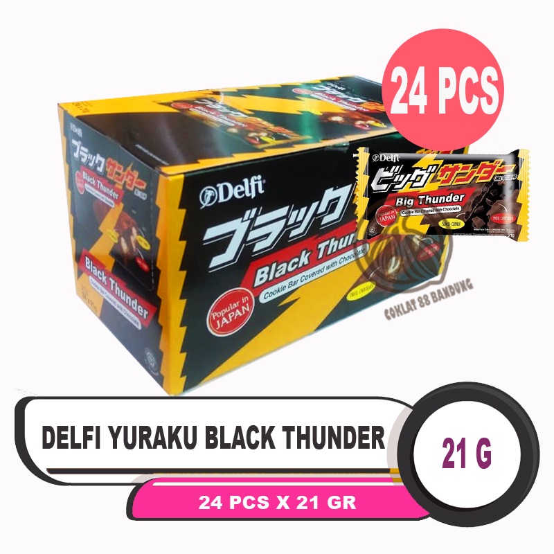 

DELFI BLACK THUNDER 21GR 1 BOX ISI 24 X 21 GR - COKELAT DELFI YURAKU BLACK TUNDER 24 X 21 GRAM COOKIE BAR WITH COVERED CHOCOLATE