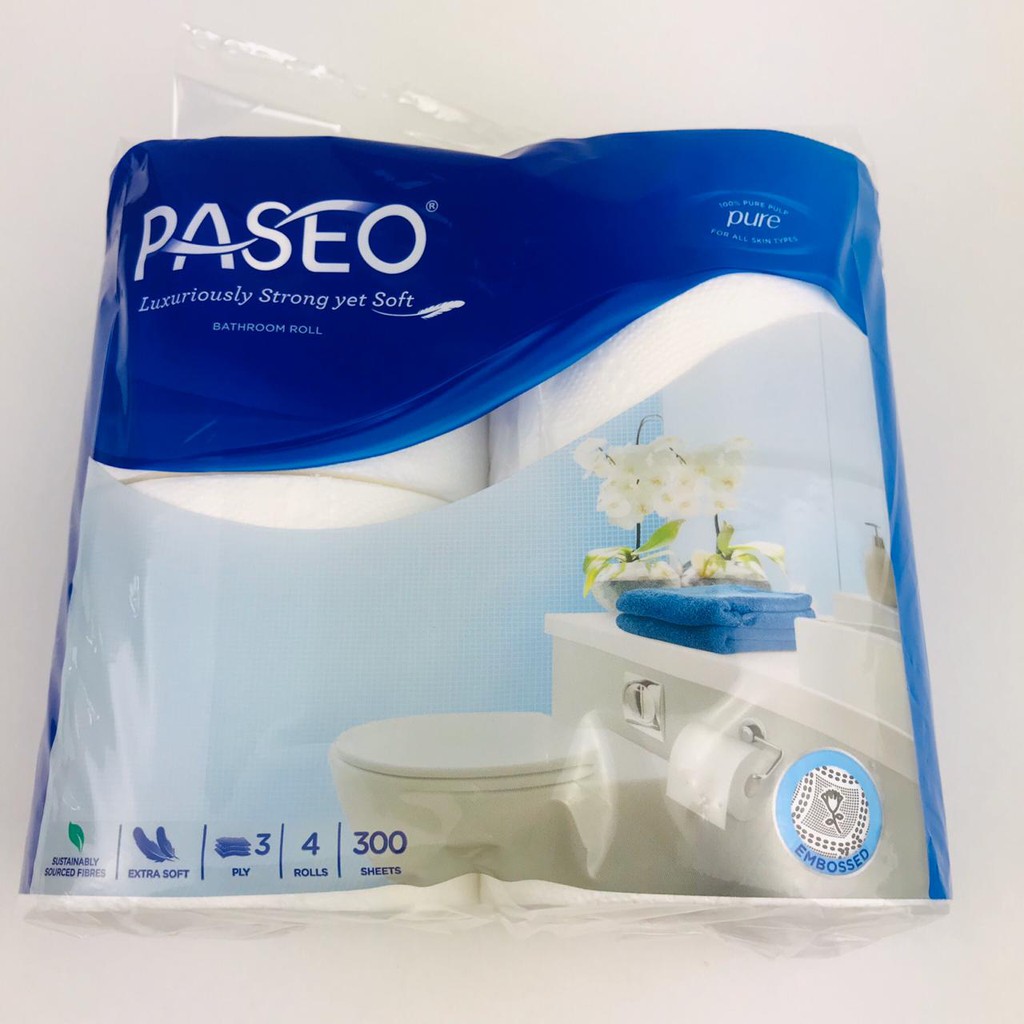 PASEO TISSUE TOILET 4ROLL 300SHEET 3PLY