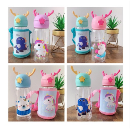 Botol Minum Anak 600ml Tanduk Rusa Pouch ( SARUNG ) | Botol BPA Free