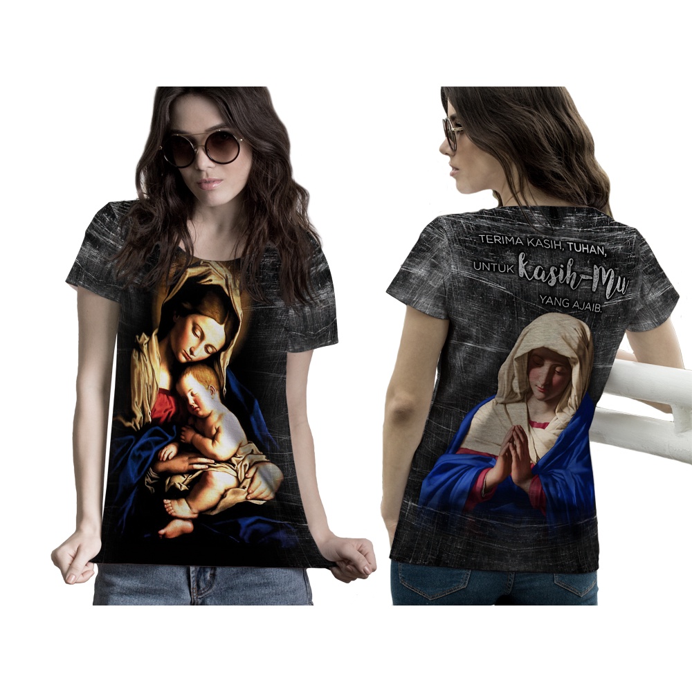 [TiniShop] Bunda Maria Kaos Printing Wanita | Bunda Maria Tshirt | Kaos Bunda Maria