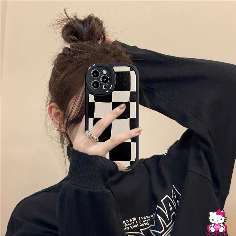 Soft Case Silikon Tpu Motif Papan Catur Hitam Untuk IPhone 6 6S Plus 11 XR 8plus 7 8 Plus11 12 13Pro MAX X XS MAX SE 2020