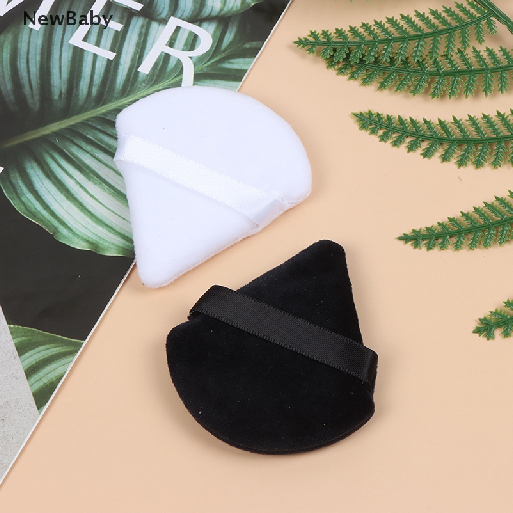2pcs Spons Puff Velvet Mini Bentuk Segitiga Untuk Kosmetik / MakeUp
