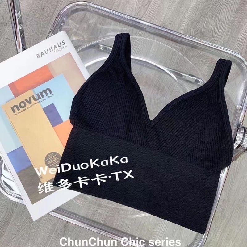 Tank top v neck + cup bra / tanktop basic push up bra import / tanktop korea