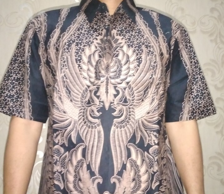 Peksi Mocca Pendek Kemeja Batik Pria Katun Primisima Full Furing