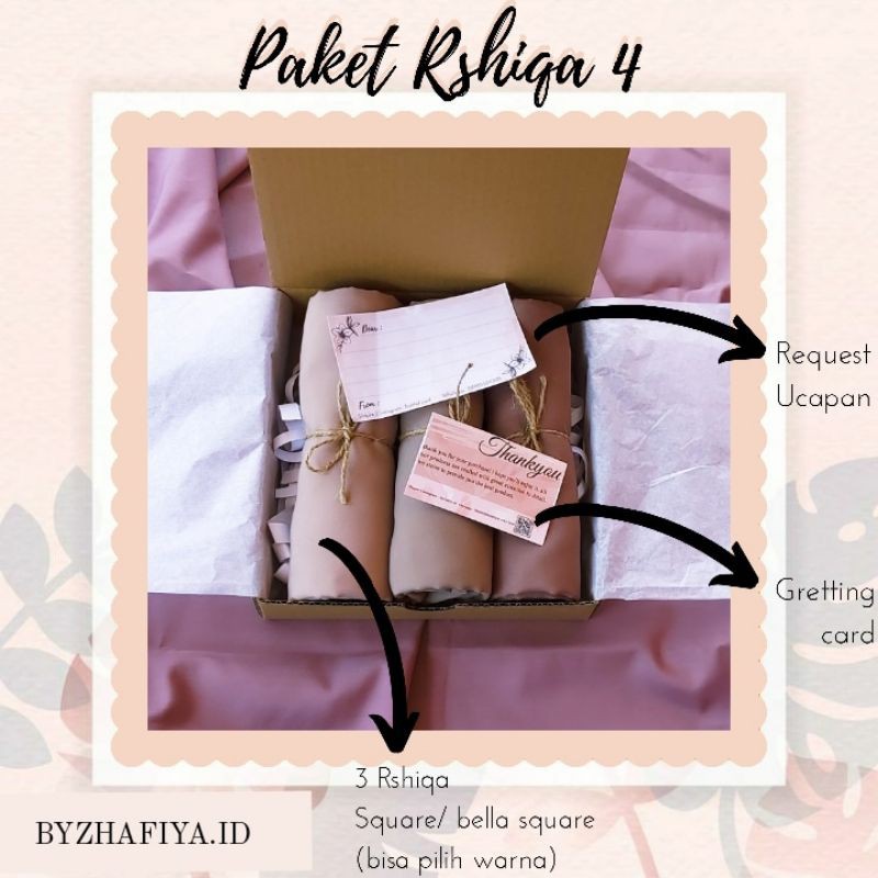 Hampers Hijab Gift Box Hijab Bella Square (Paket Rshiqa 4) Byzhafiya.id