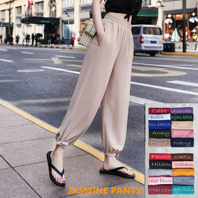 JASMINE PANTS CELANA PANJANG WANITA SANTAI MOSCREPE HITS SELEBGRAM TERLARIS BAGGY PANT GROSIRR31