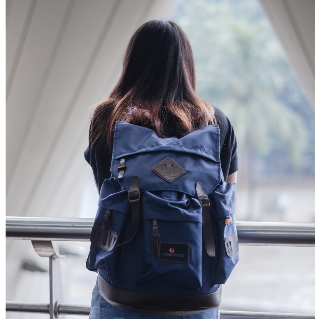 BRAIN STORM NAVY |Urban Factor x FORIND| Tas Ransel Ori Bag Polos Pria Wanita Backpack Baru New