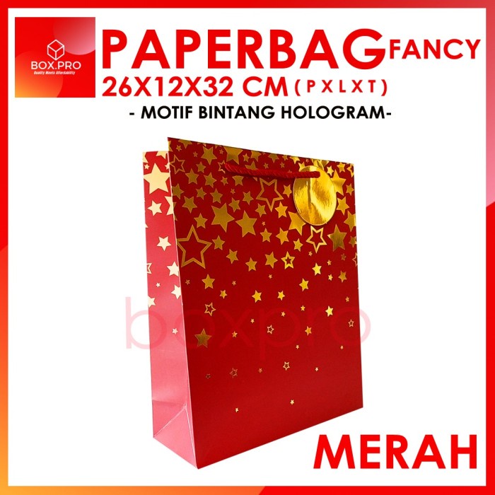 

NEW Paperbag Aneka warna Motif 26x12x32cm tebal import goodiebag gift - Merah