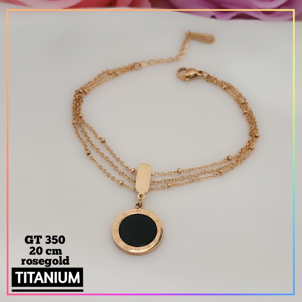 Gelang titanium/stainless steel Gelang Rantai Dewasa Replika Emas Warna RoseGold Cantik Perhiasan Wanita Anti Karat GT 350